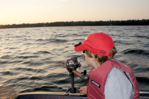 A sunset trip on Pelican Lake provides a great back drop for an amazing fishing memory